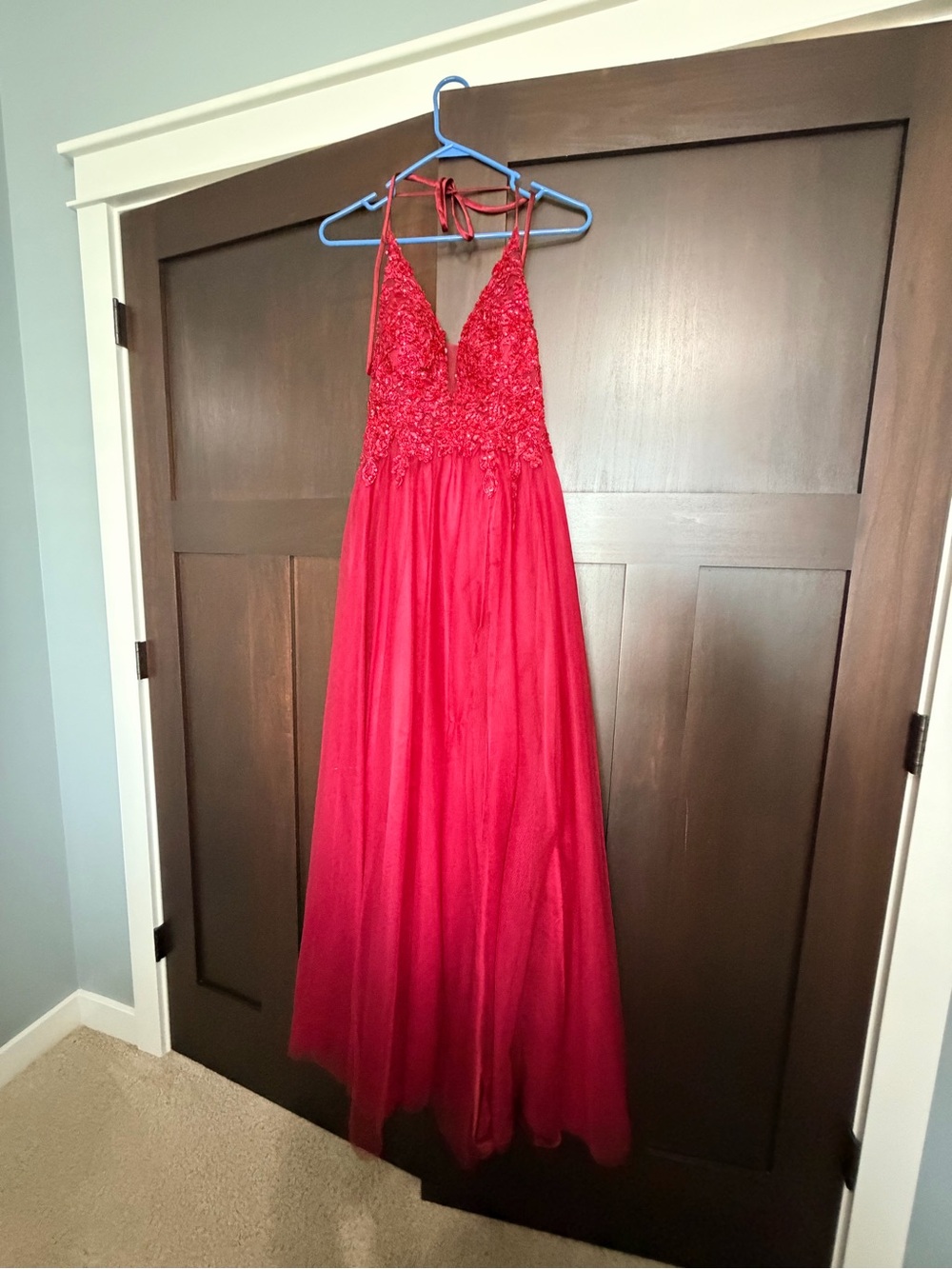 Red Lace Bodice Mesh Evening Gown - Women Intimates & Sleepwear